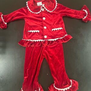 Festive Red and White Velvet Seasonal Costume